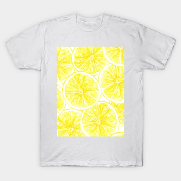 Lemon slices pattern watercolor T-Shirt by katerinamk